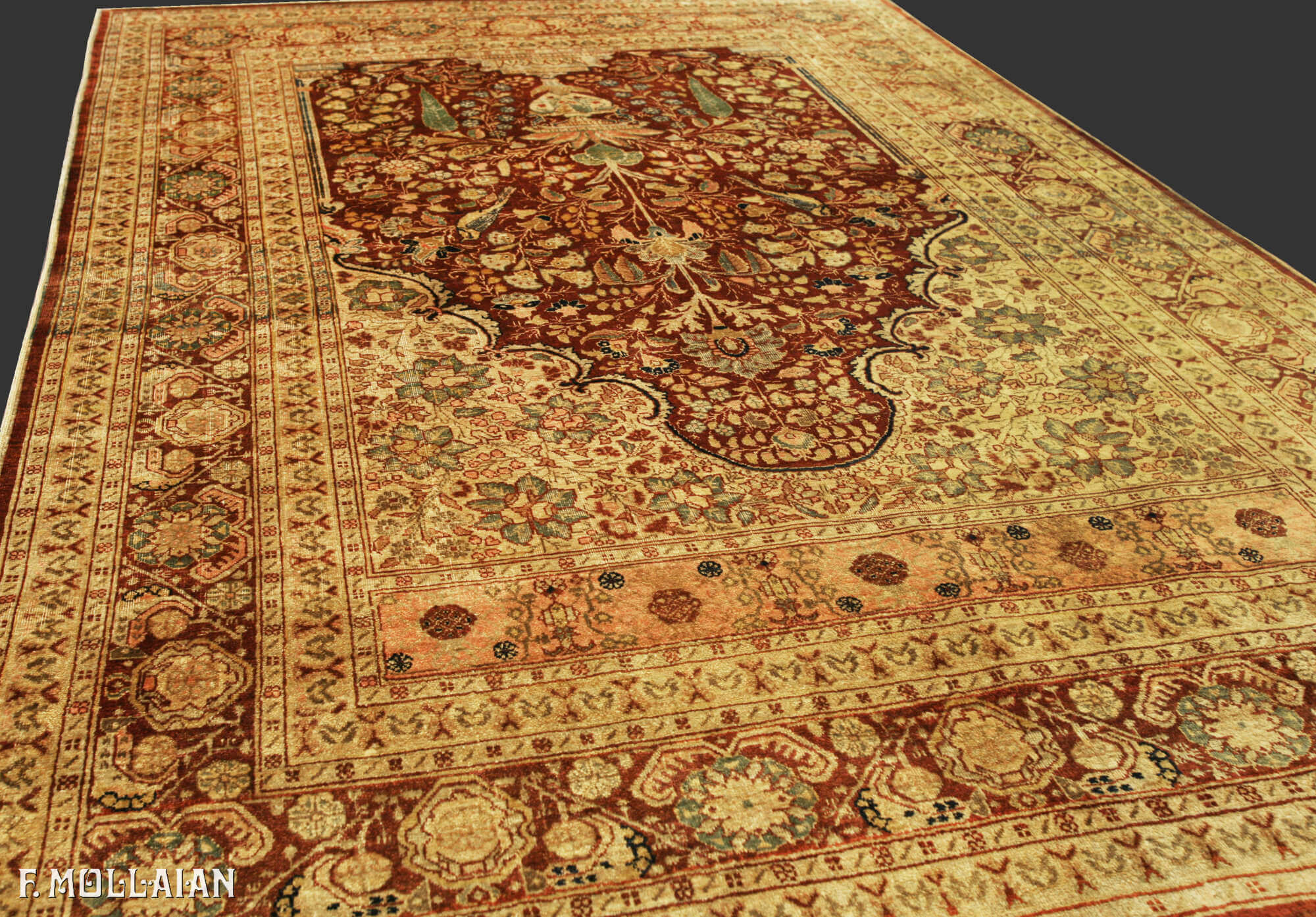 Tapis Persan Antique Tabriz Soie n°:62434697